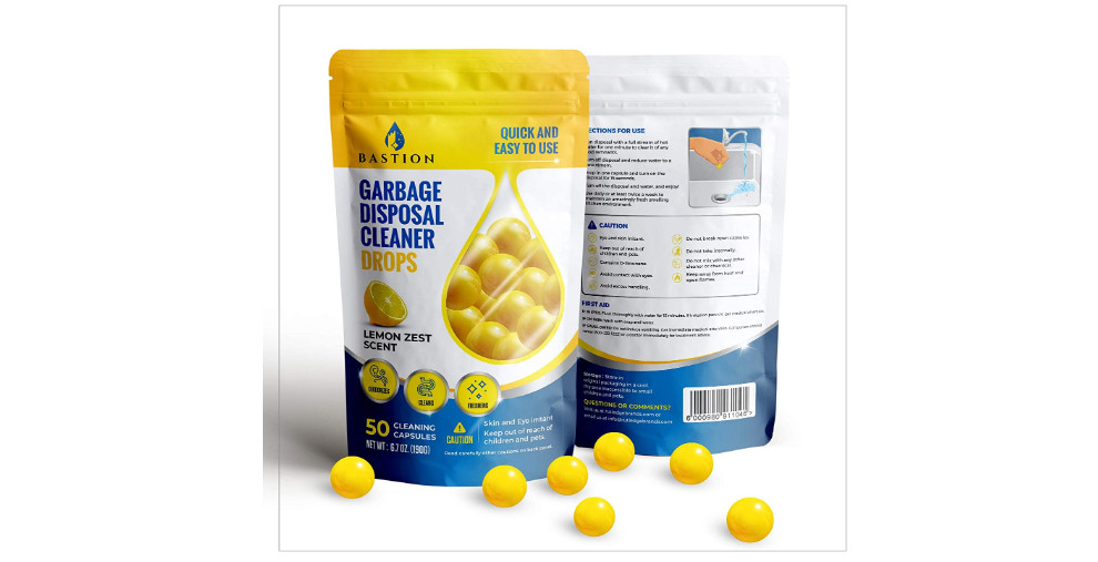 Garbage Odor Drops Disposal Lemon Zest Scented Kitchen Sink Freshener Pods 50 Ct