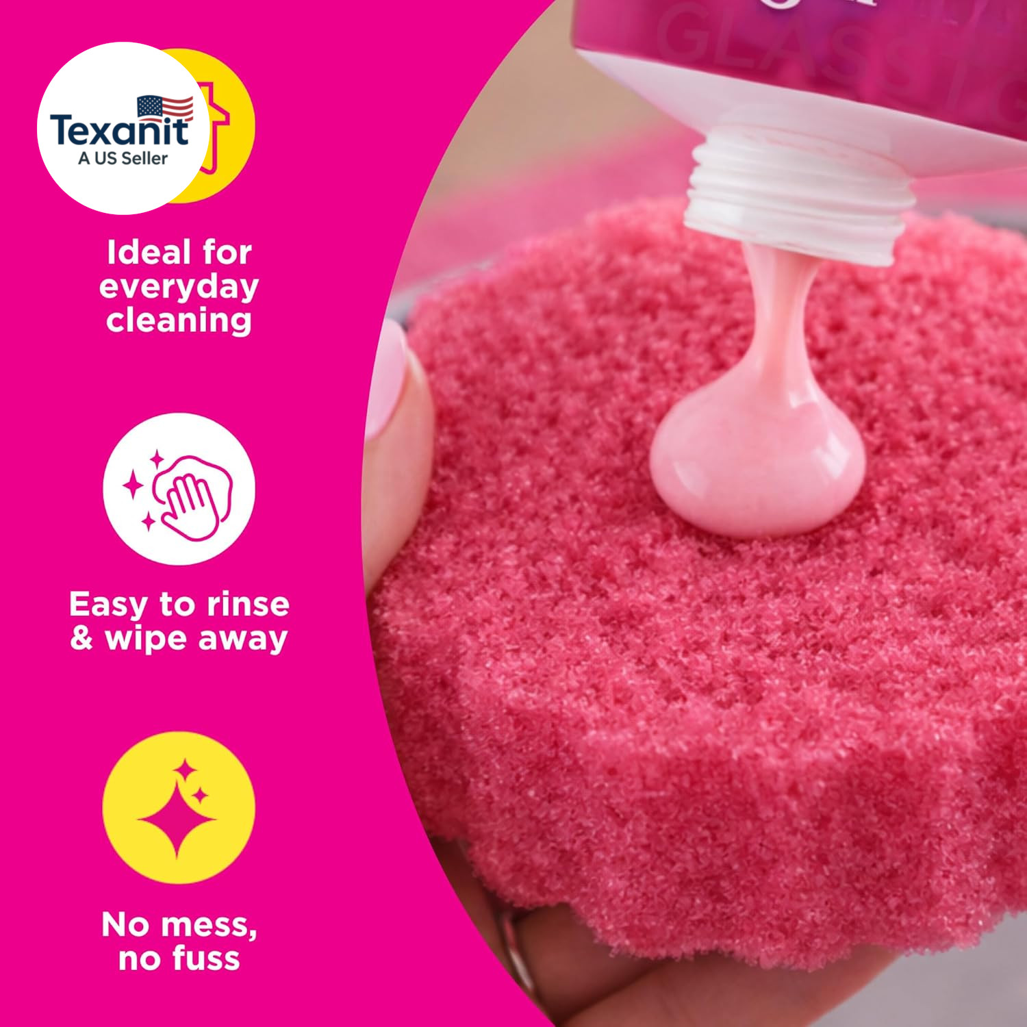 The Pink Stuff Squeezable Cleaning Paste 300G with Sqeezy Scrubber Sponge | Powe