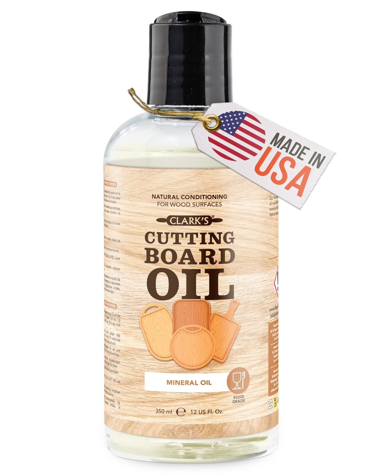 Mineral Oil 12oz – Food Grade Wood Conditioner, Cutting Board & Knife Lubricant