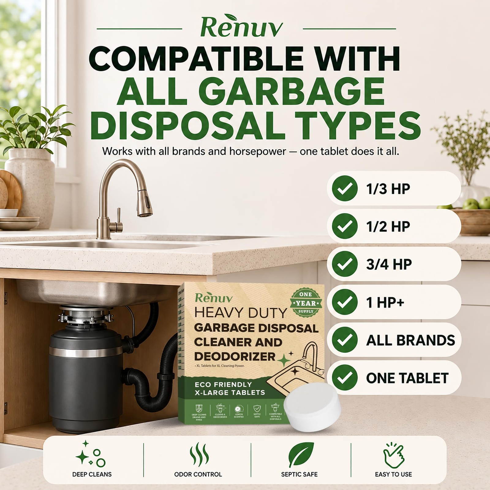 ® Garbage Disposal Cleaner and Deodorizer Tablets Drain Freshener, Foaming Ci…