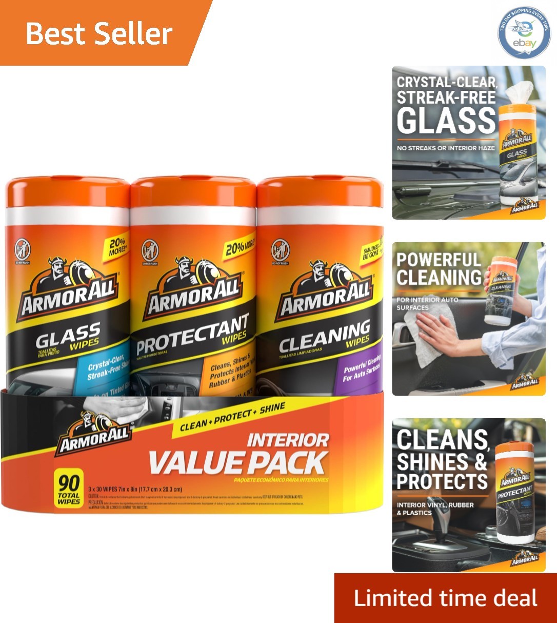 Multi-Surface Car Wipes Pack – 90 Wipes for Protecting and Cleaning Your Vehicle