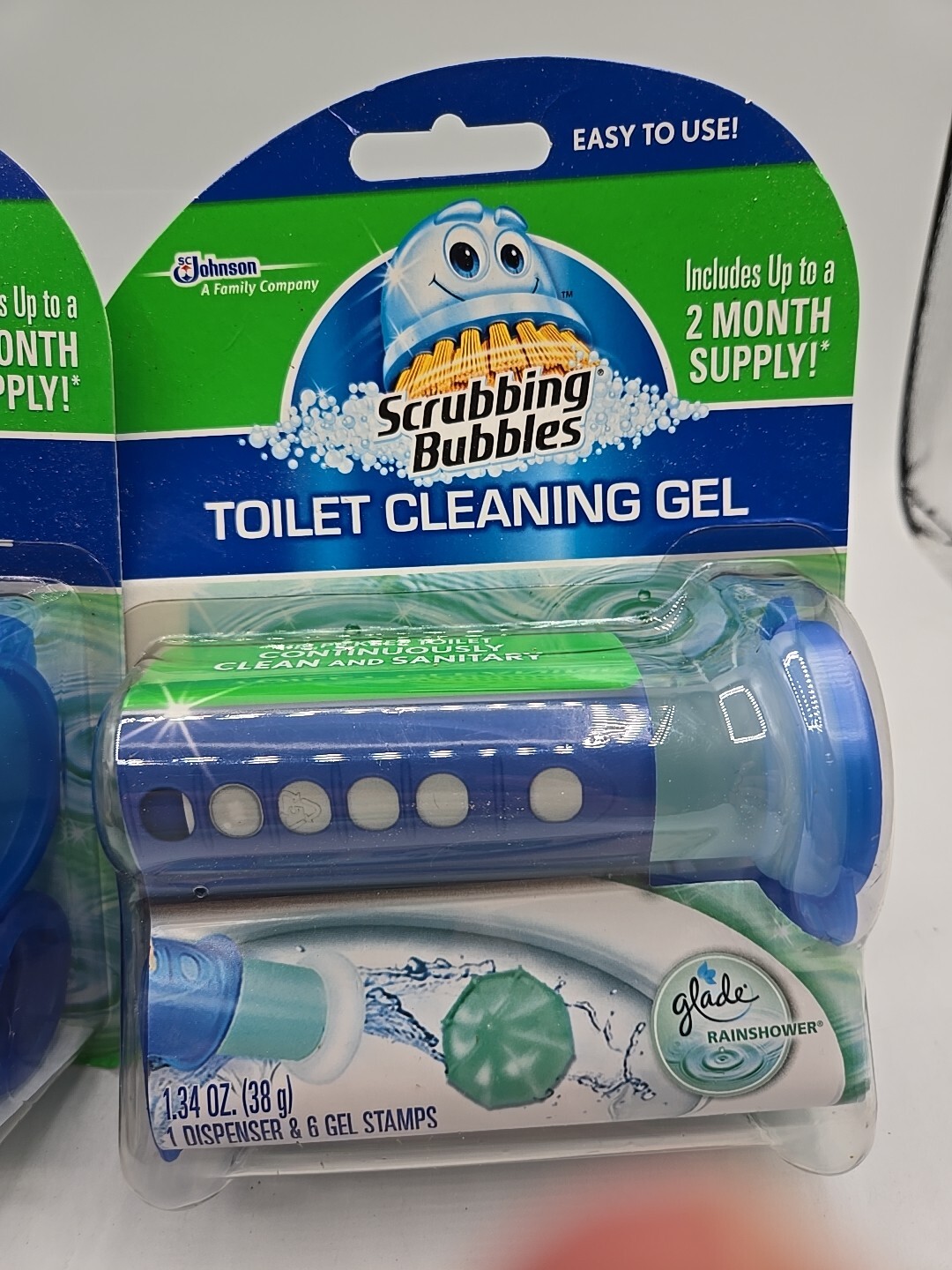 2 X Scrubbing Bubbles Fresh Gel Toilet Cleaning Stamps RAINSHOWER Dispenser