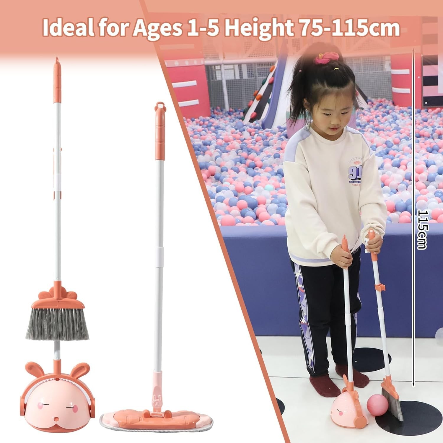 Kids Cleaning Toy Set, Mini Broom Mop Dustpan, Toddler Housekeeping Play Set