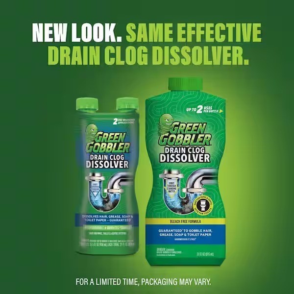 (12-pack) Green Gobbler 31oz Drain ,Toilet Cleaner Clog Dissolver Premeasured