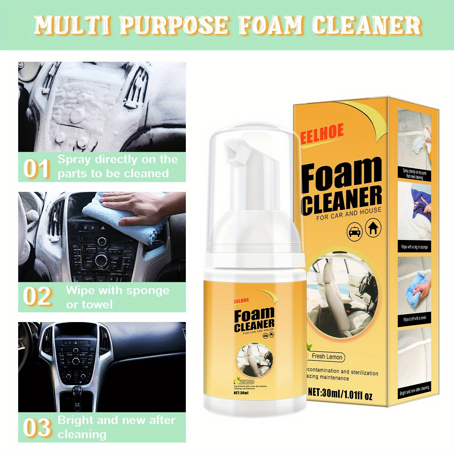 5-piece Powerful Foam Car Cleaner Multi-function Foam Cleaner