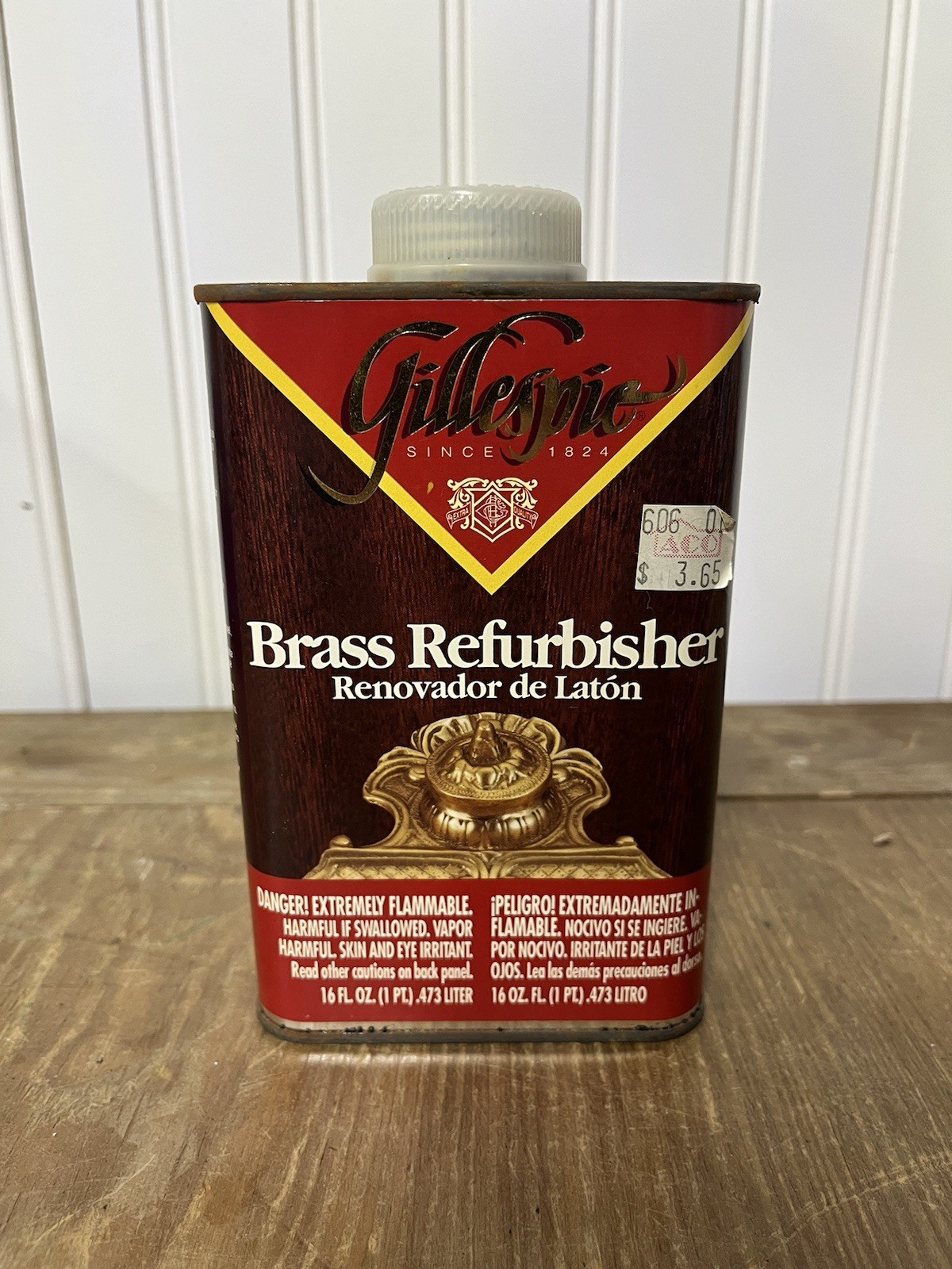Vtg Gillespie Brass Restorer ’95 Tin Prop Full Usa BR86.1 Household Cleaner