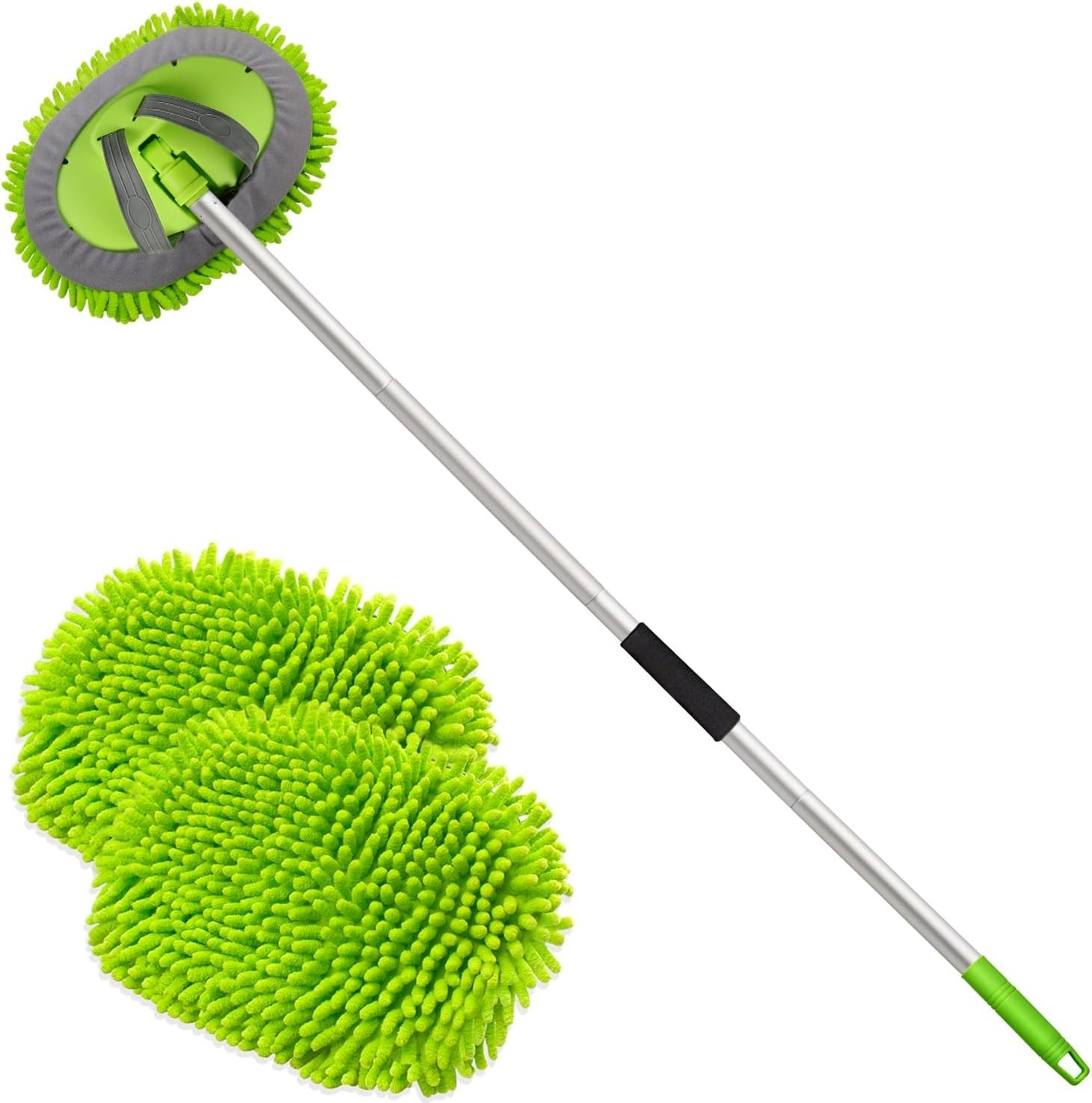 62″ Microfiber Car Wash Brush Mop Kit Mitt Sponge with Long Handle Car Cleani…
