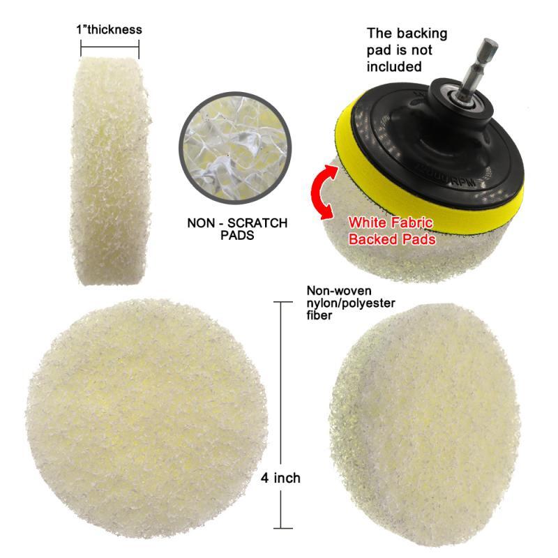 4 Inch 100mm White Round Flocking Scouring Pad Nylon Fiber Abrasive Sanding Disc