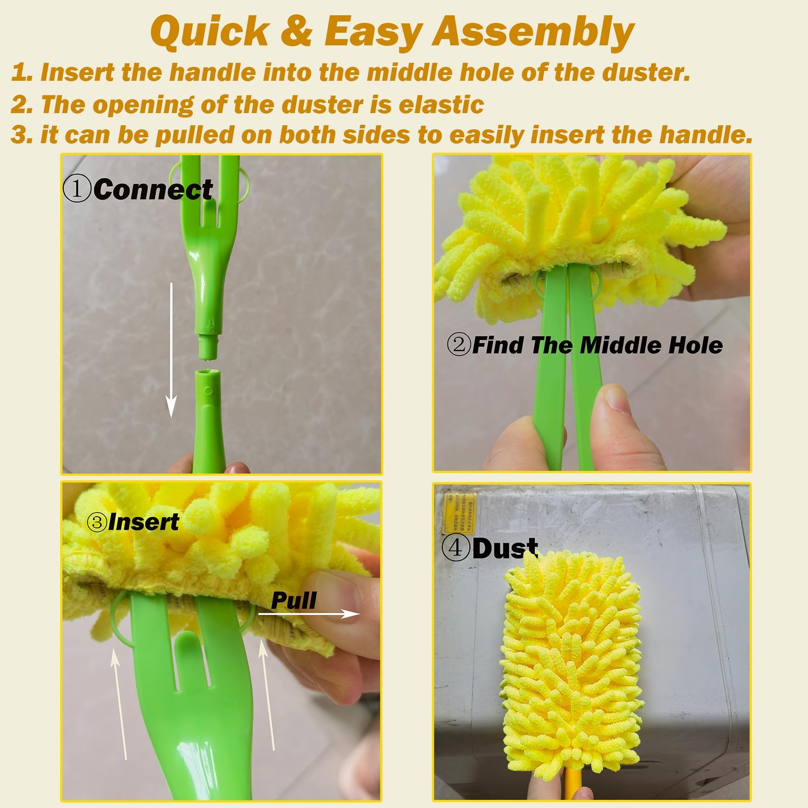 Reusable Duster for Swiffer, 2 Refills +1 Handle, 360 Heavy Duty Duster Refill