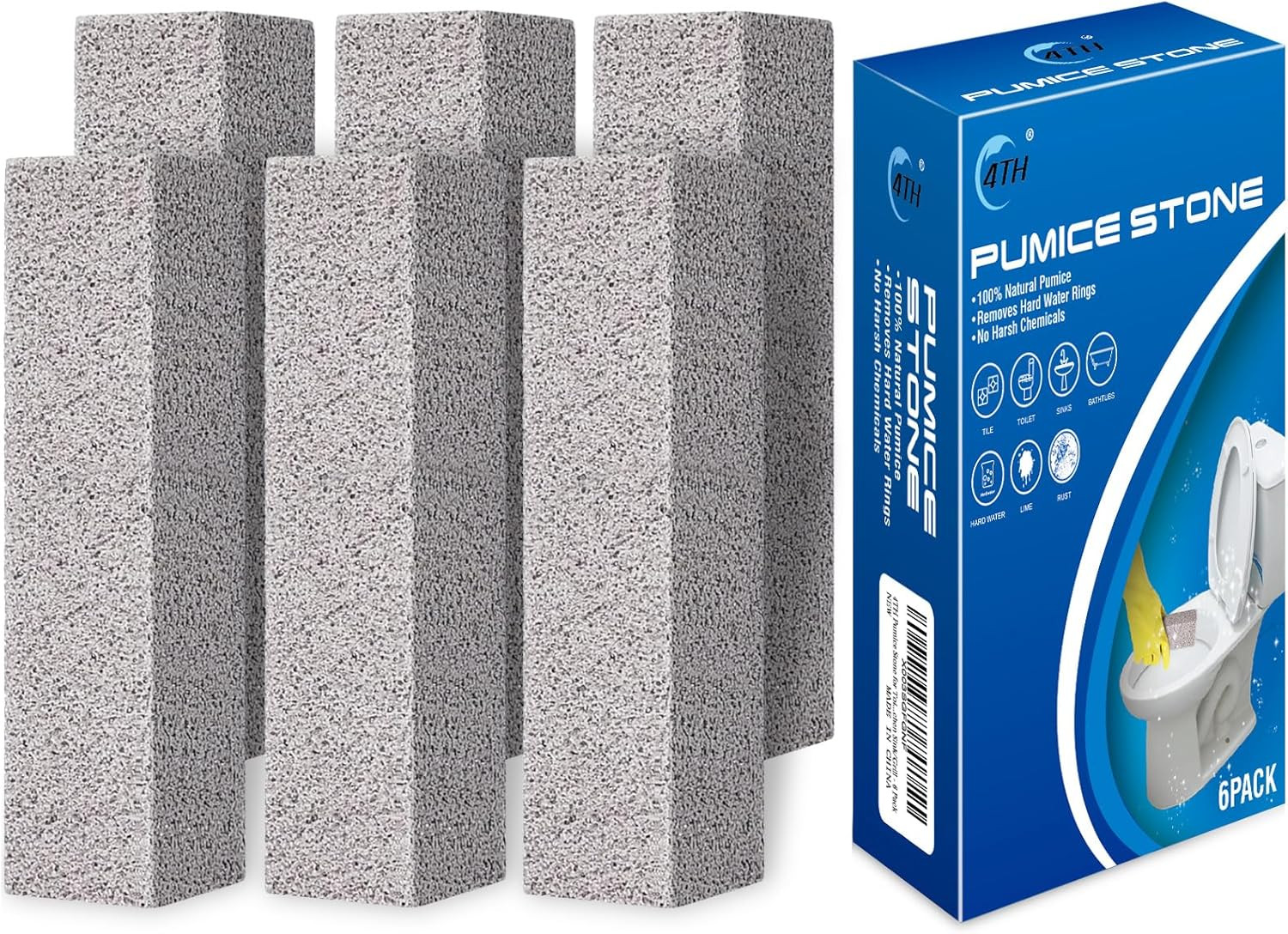 Pumice Stone for Toilet Bowl Cleaning,Pumice Stick Powerfully Away Limescale Sta
