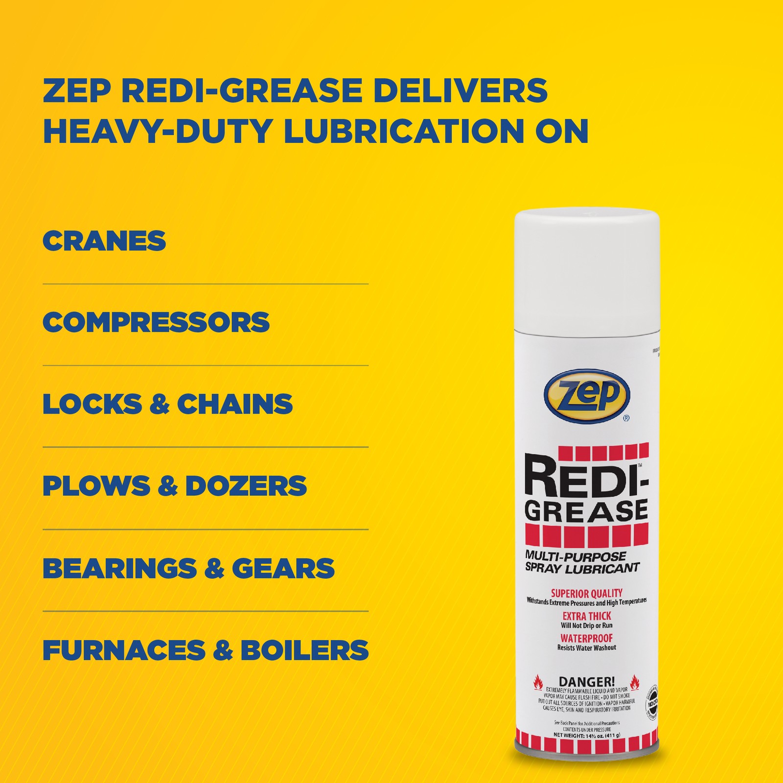 Zep Redi-Grease Multi-Purpose Spray Lubricant – 12 ounce (Case of 12) 11521 –