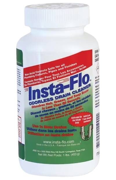 Insta-Flo IS-100 Odorless Crystal Drain Cleaner 1lb