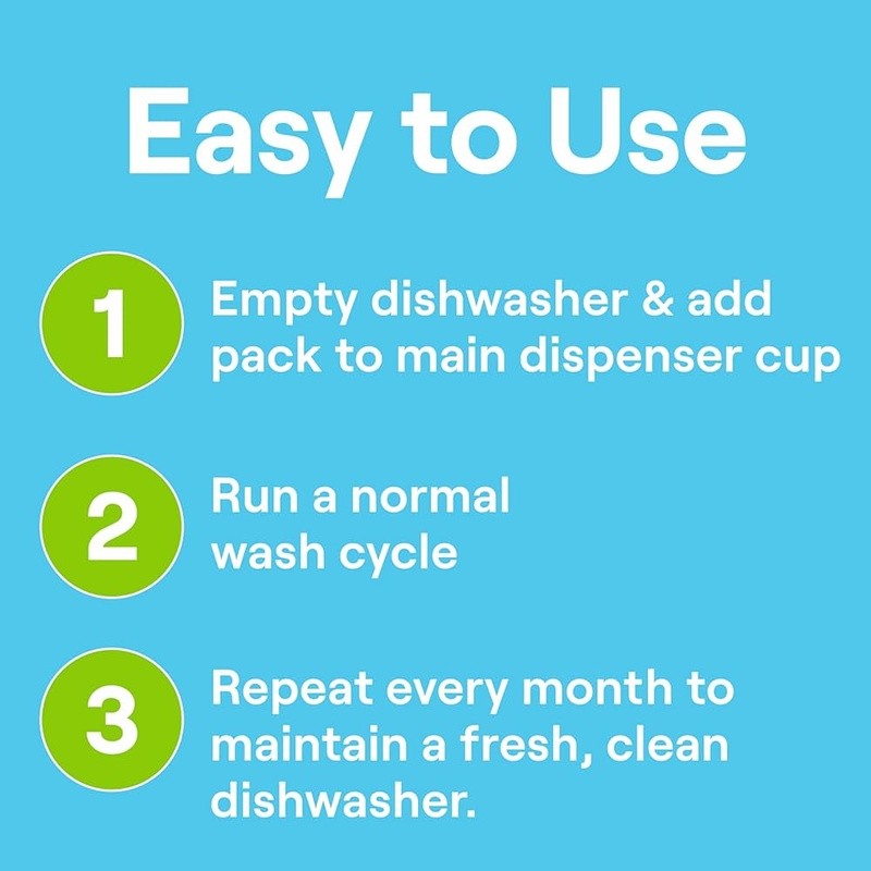 Dishwasher Cleaner Packs Oxy Power Odor Removal Biobased Septic Safe 92% USDA