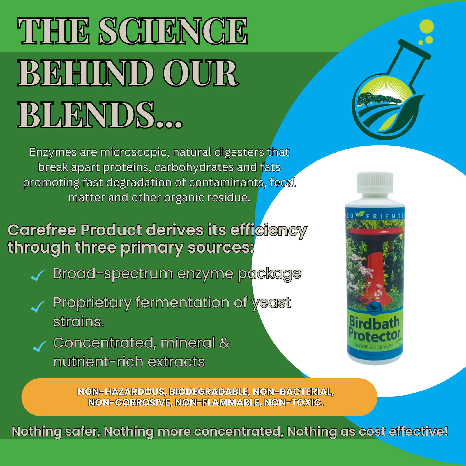 Natural Bird Bath Protector | Keeps Water Clean & Safe for Birds | 4 oz & 8 oz