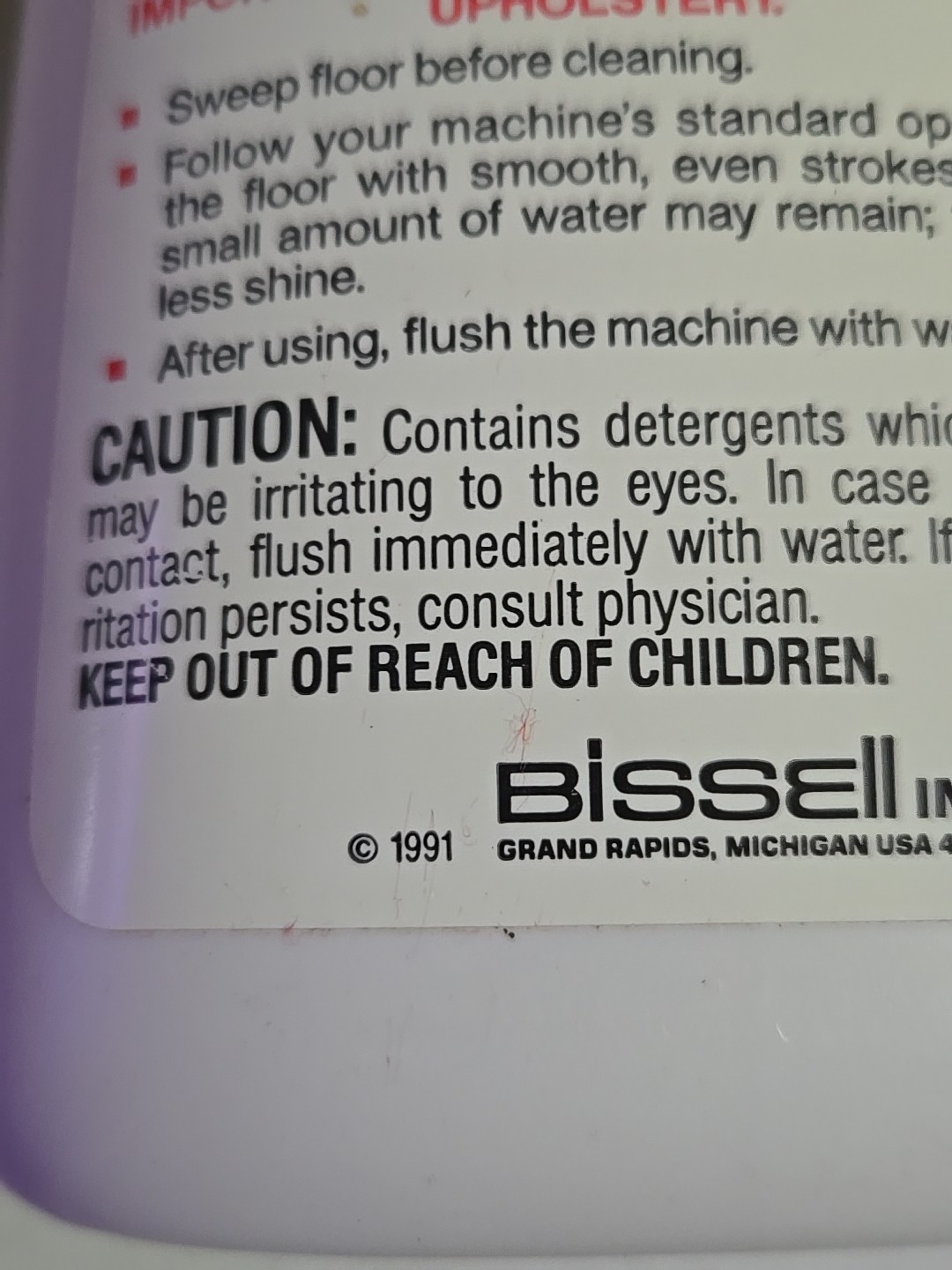 Bissell Floor Care For Deep Cleaning Machines 32oz. NOS 1991 Vintage