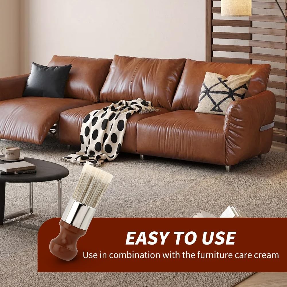 2Pcs Leather Cleaning Brushes with Gloves, Furniture Wax Brush for Wood & Car