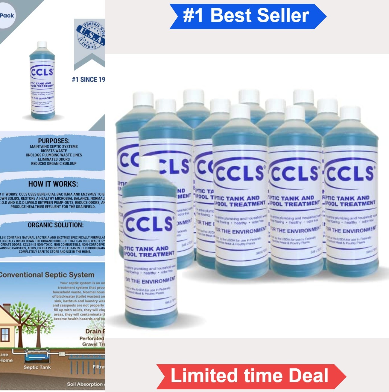 Cesspool Septic Tank Treatment 12 Quart Enzyme Producing Bacteria Digest Solids