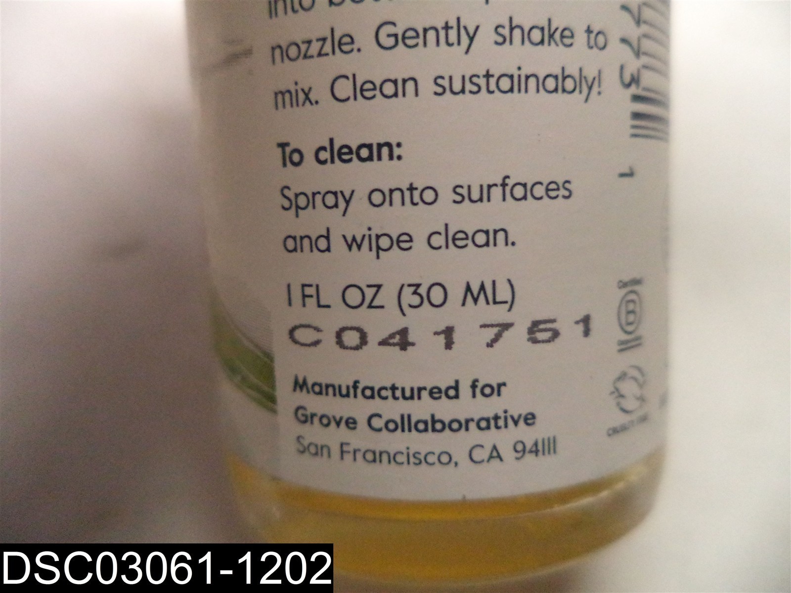 QTY=2oz (2 X 1oz) GROVE CO. Lavender & Thyme Multi-Purpose Cleaner Concentrate