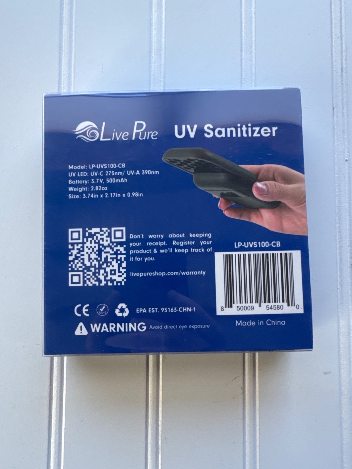 Live Pure UV Sanitizer Blue Compact Advanced Dual-LED Portable Powerful Cleaner