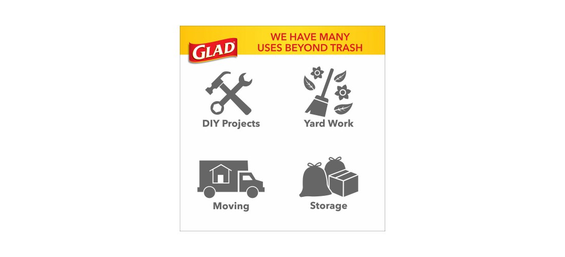 GLAD 70359 Trash Bags ForceFlex Plus 30 gal Drawstring 25 pk 0.9 mil Black