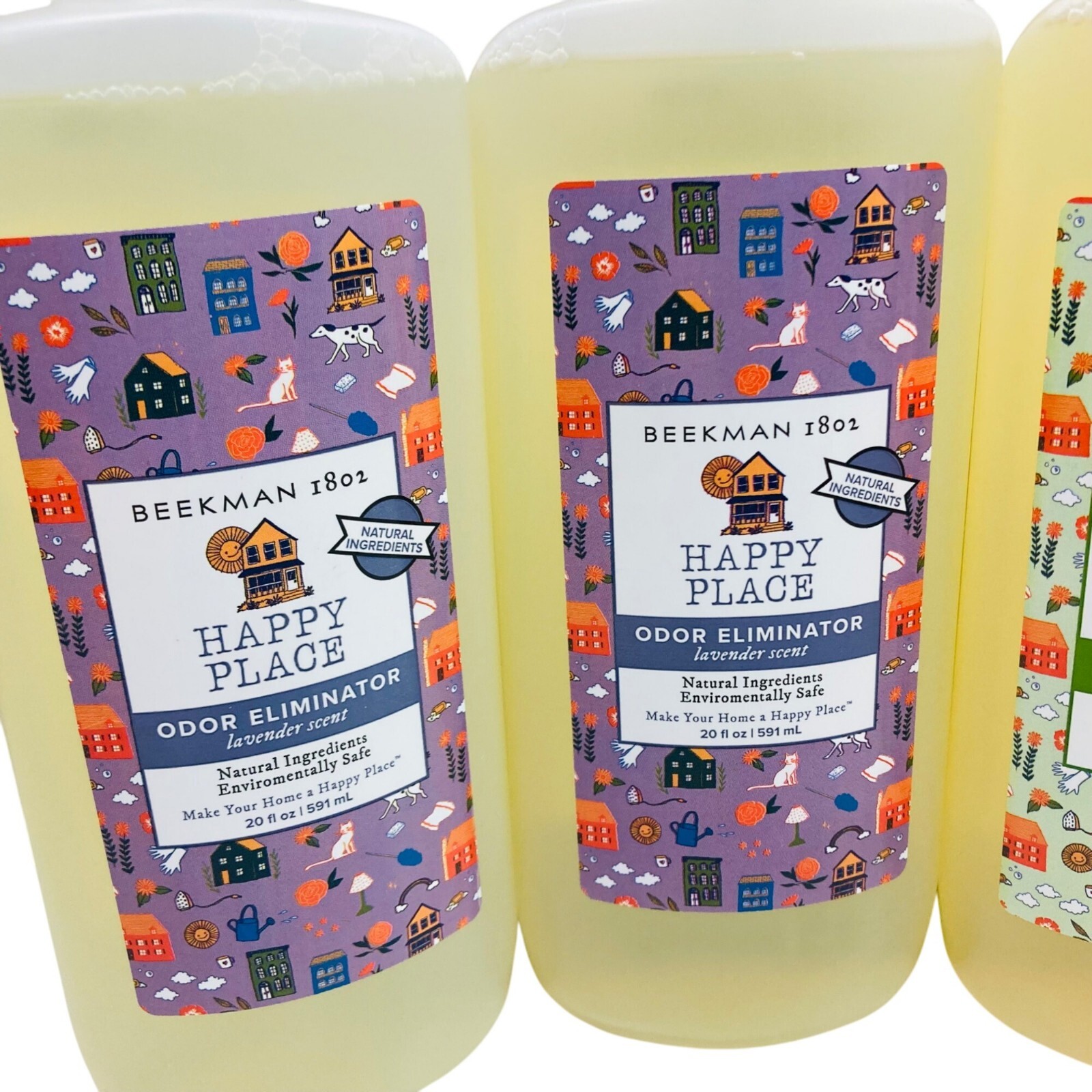 Beekman 1802 Happy Place 3 Odor Eliminator & 1 Multi-Surface Cleaner 20 Oz Lot