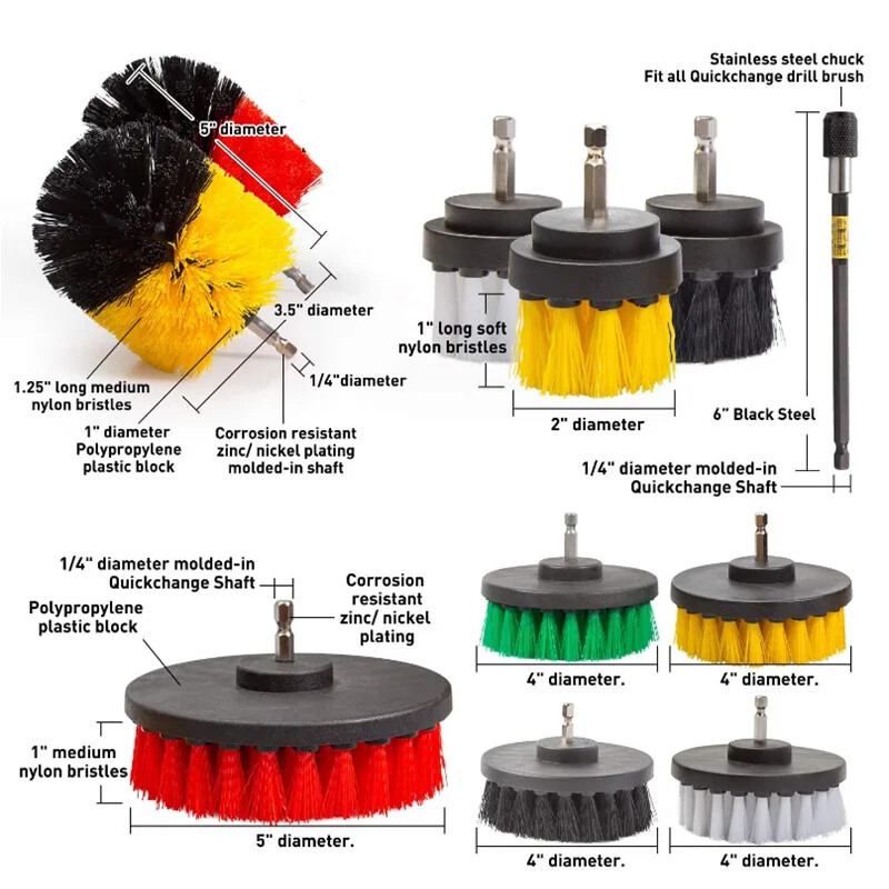 37/22/5 Pieces Car Electric Cleaning Brush Drill Brush Set for Car Polisher