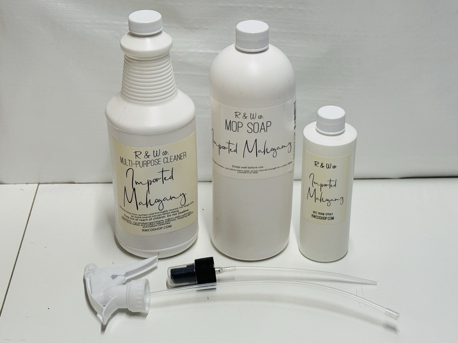 R & W Co Multi Purpose Cleaner Mop Soap & Room Spray Imported Mahogany Pet Safe