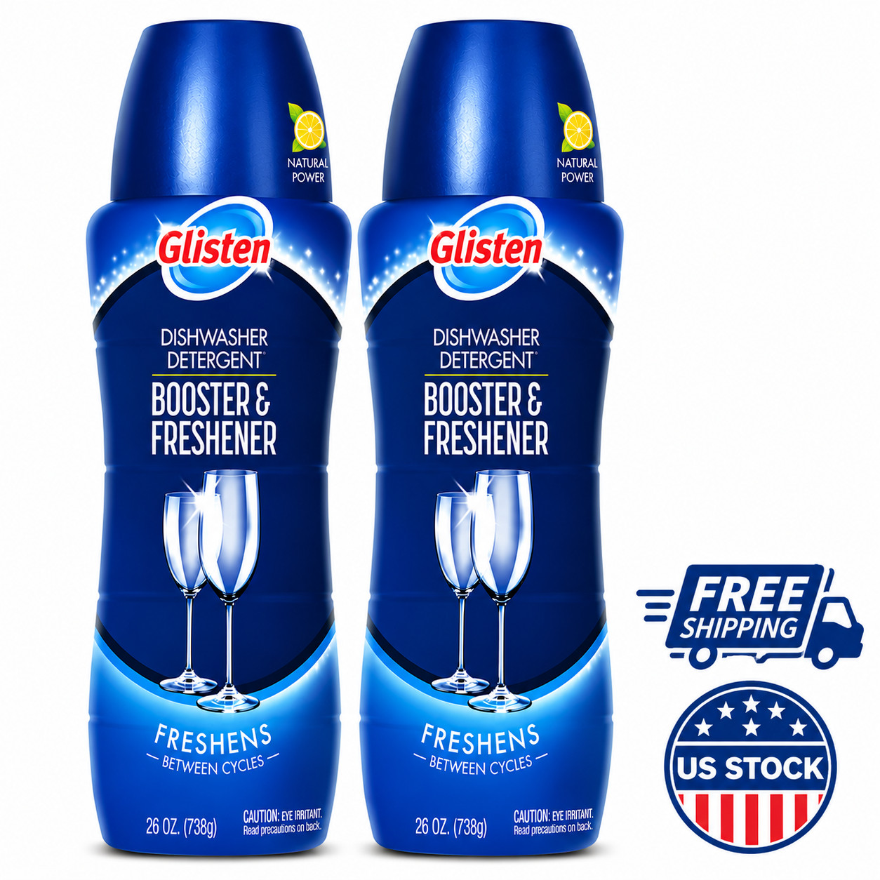 Glisten Dishwasher Detergent Booster Freshener 28 oz 2 Pack Hard Water Cleaner