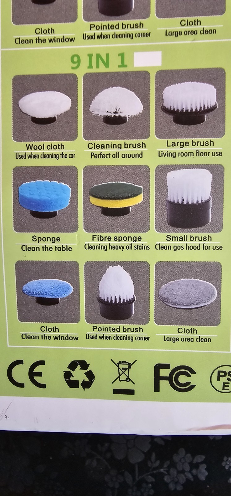 9-in-1 Electric Spin Scrubber Cordless Power Cleaning Brush Rechargeable used 1x