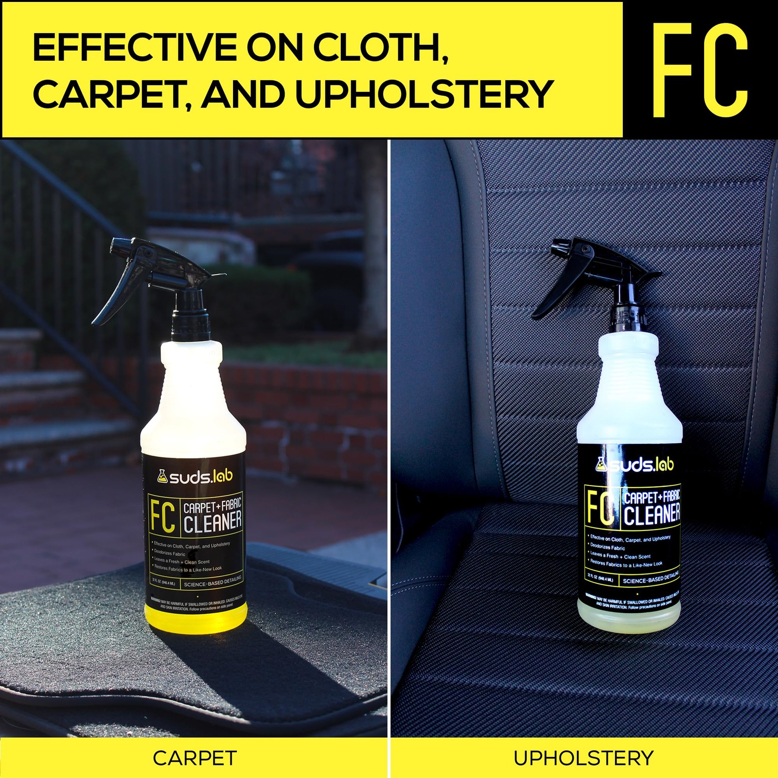 Suds Lab FC Carpet & Fabric Cleaner Interior Upholstery, Car Detailing for Se…