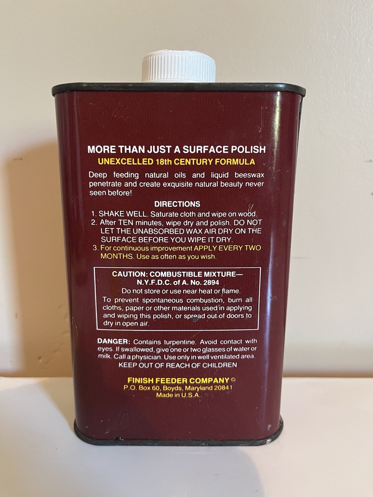 Finish Feeder With Beeswax 16 Fl. Oz. Wood Polish For Furniture 90 % FULL