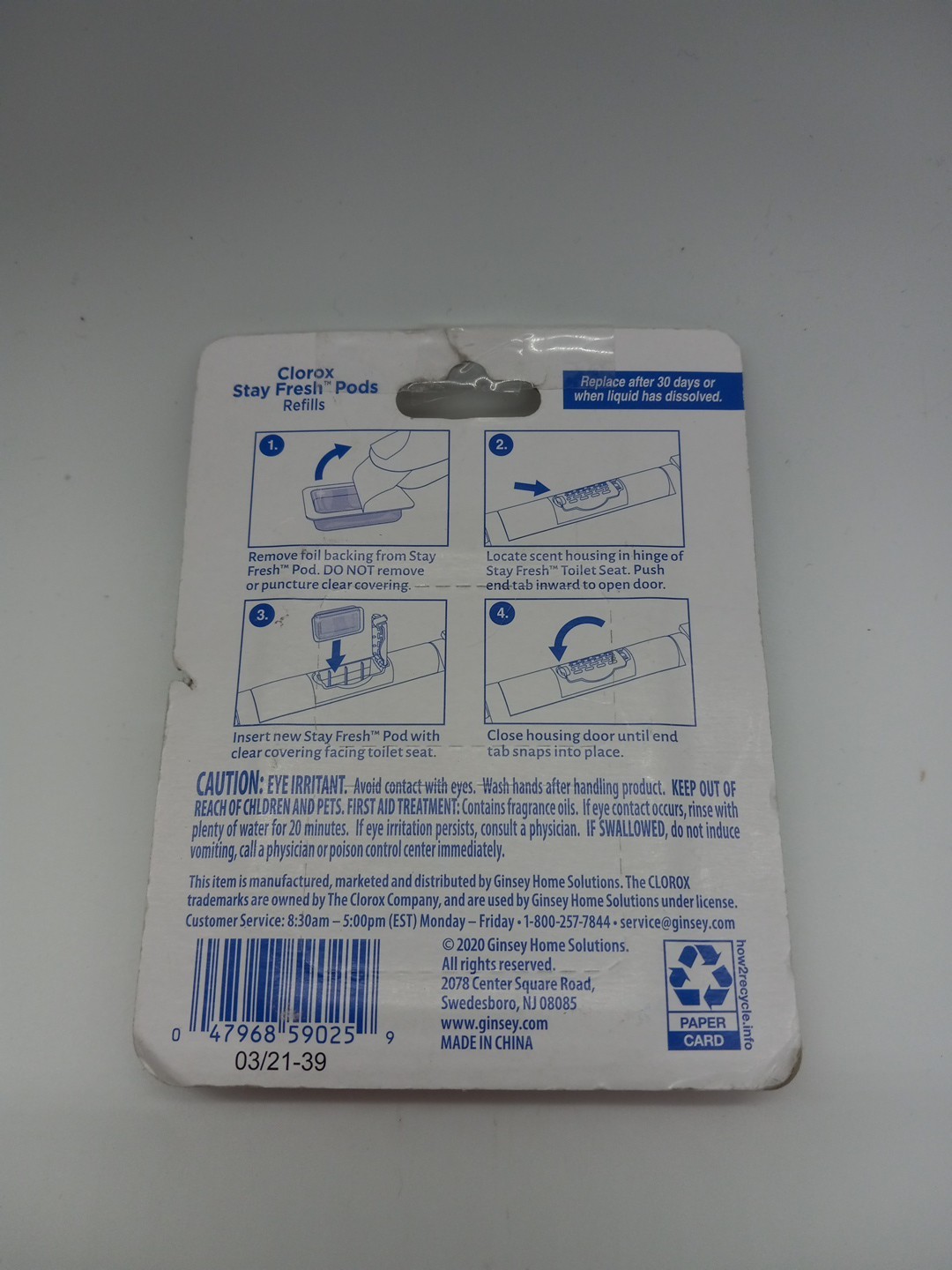 Clorox Stay Fresh Refill Pods Tropic Breeze 2 Pack New Sealed