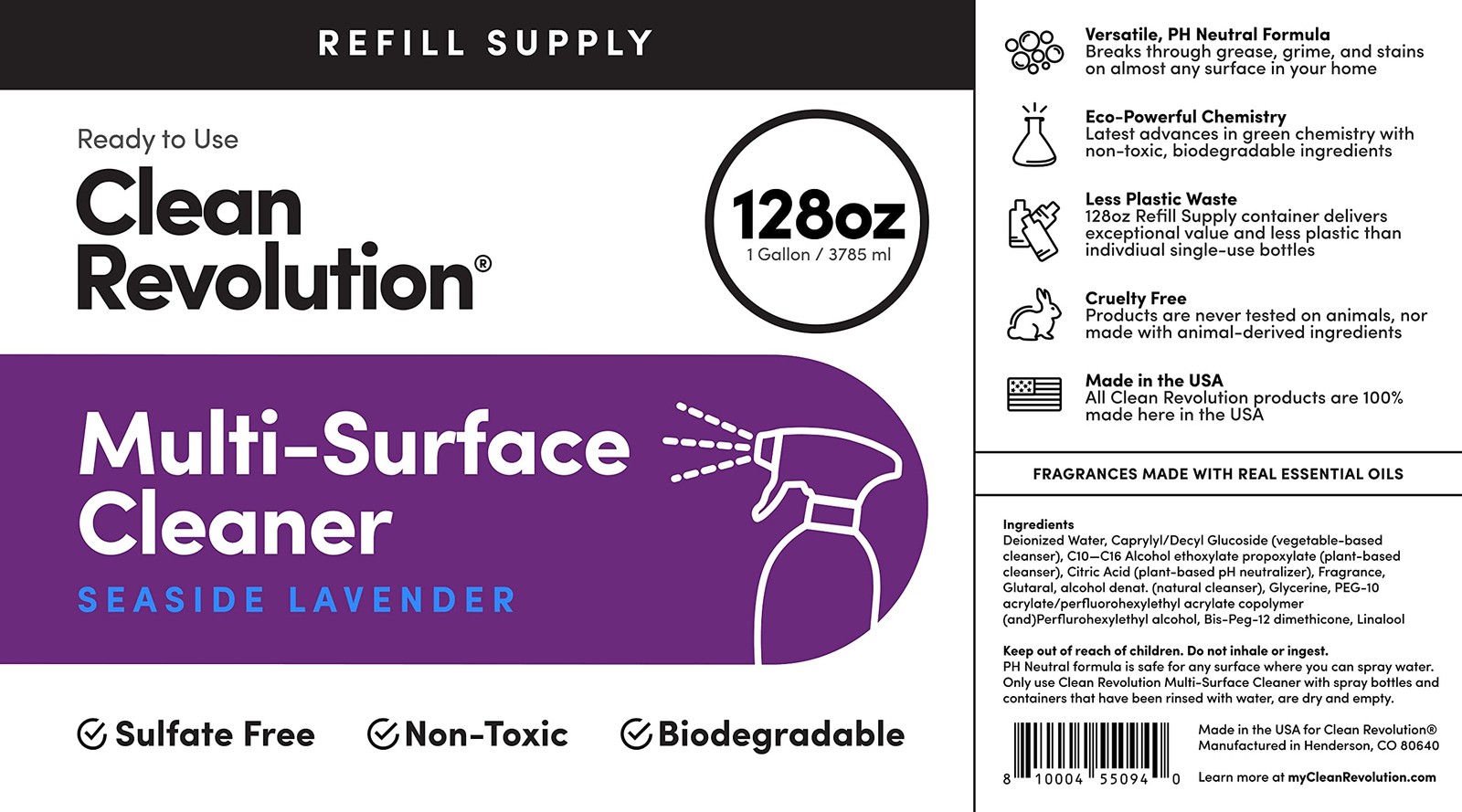 Multi Surface Cleaner Refill Supply, Non-Toxic, Eco-Friendly & Plant-Based, R…