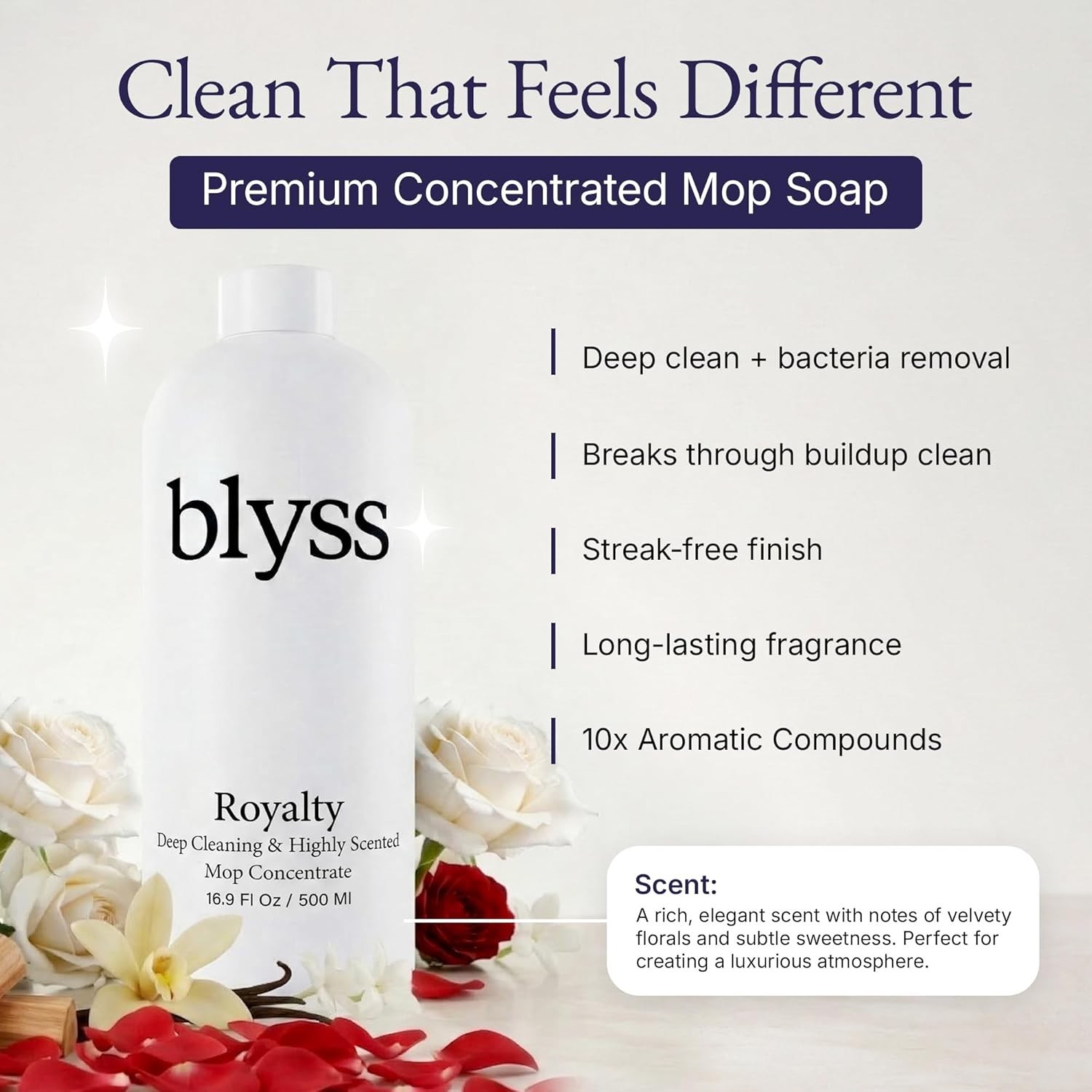 Blyss Royalty Mop Soap Floor Cleaner Luxury Fragrance Multi Surface Safe