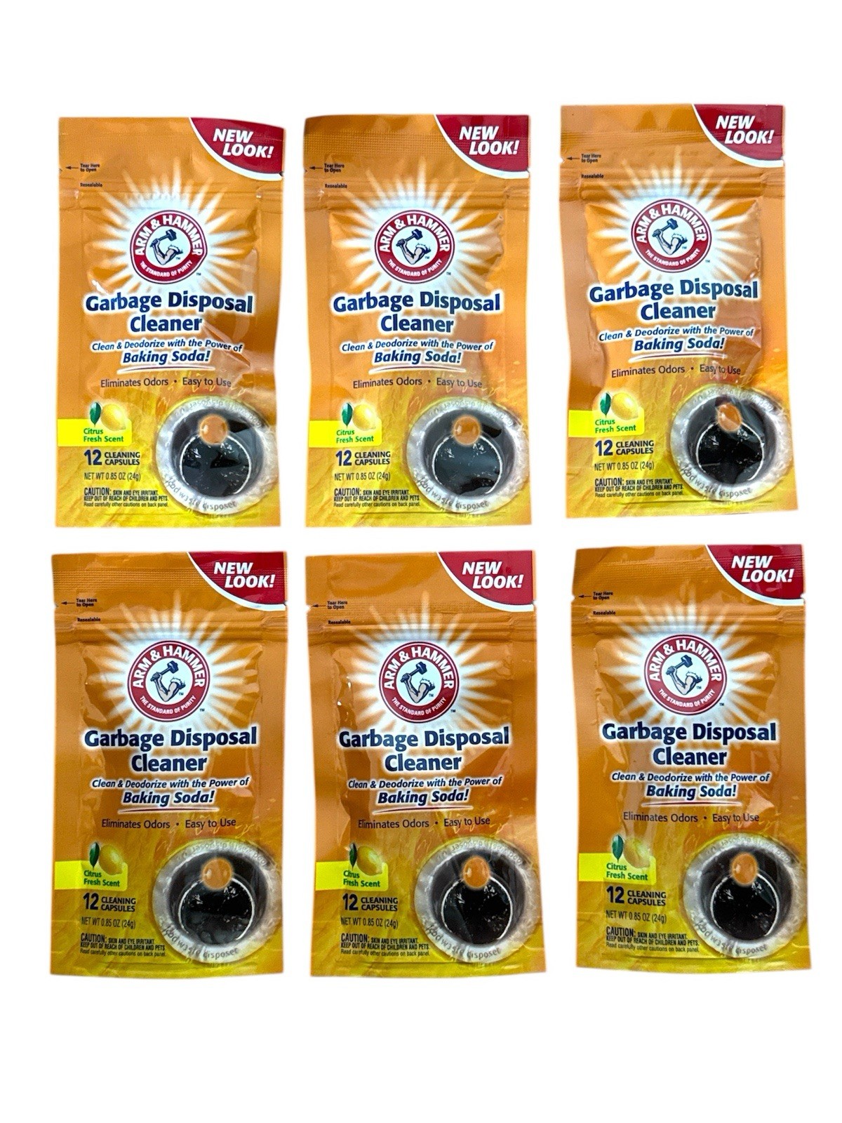 Arm & Hammer Garbage Disposal Cleaner Citrus Fresh Scent 12 Capsules Ea. New 6pk