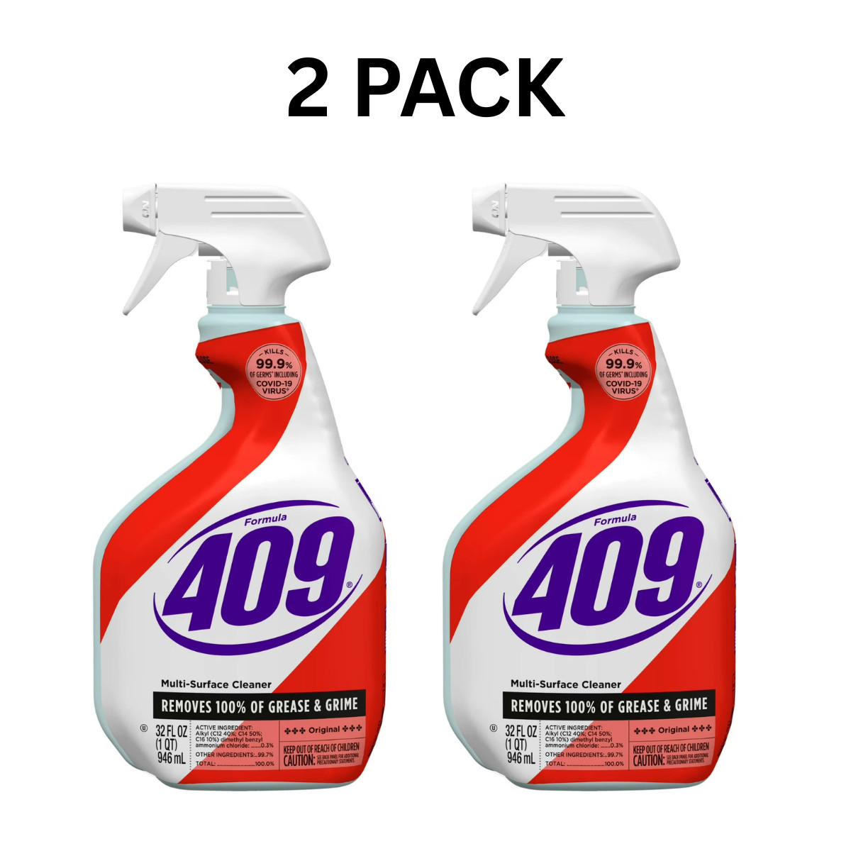 Multi-Surface Cleaner Spray, 32 oz Bottle – 2 Pack (Total 64 oz).