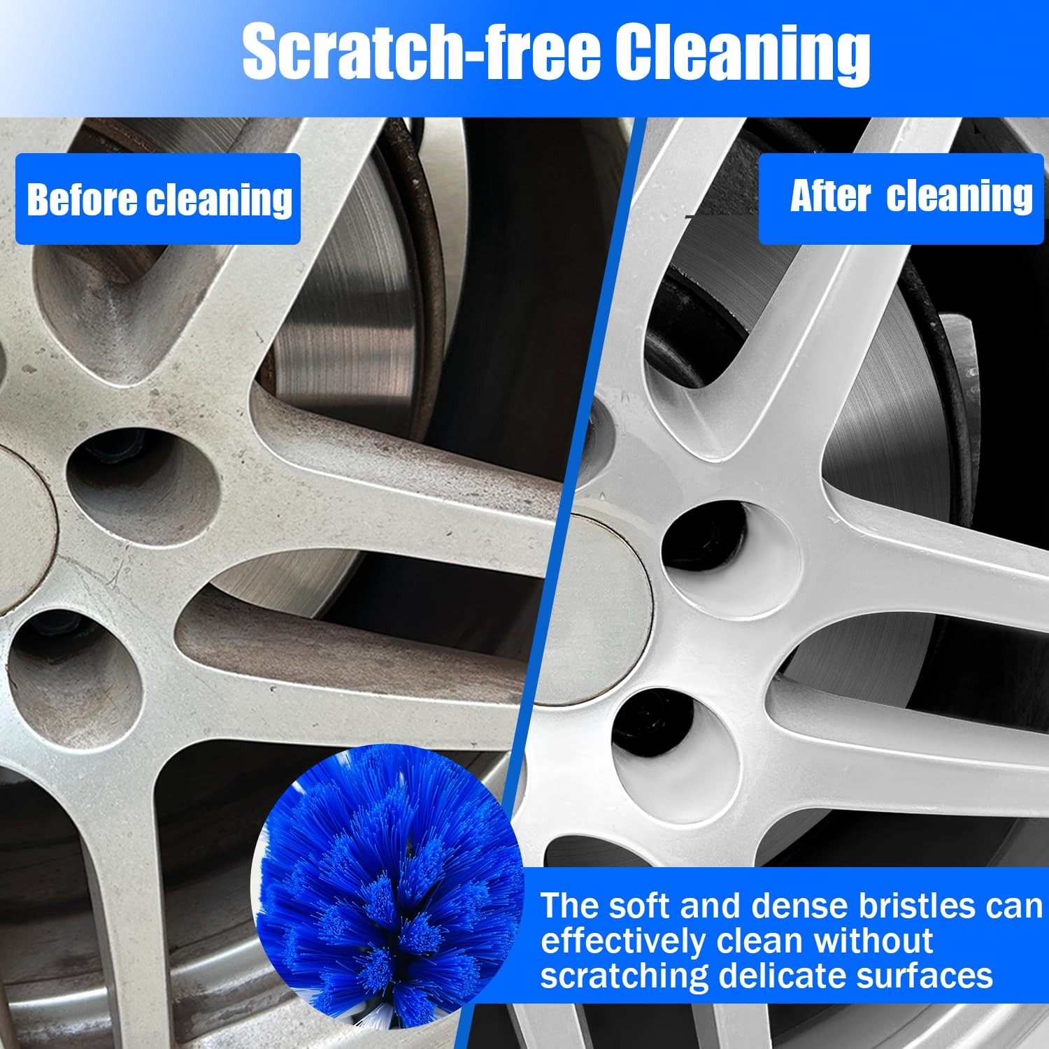 “Car Wheel Brush Kit 6 Pack, Soft Drill Cleaner for Rims, Tires, Engines”