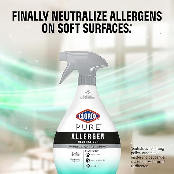 Clorox PURE Allergen Neutralizer Fabric and Carpet Spray, Clean Breeze, 26 Fluid