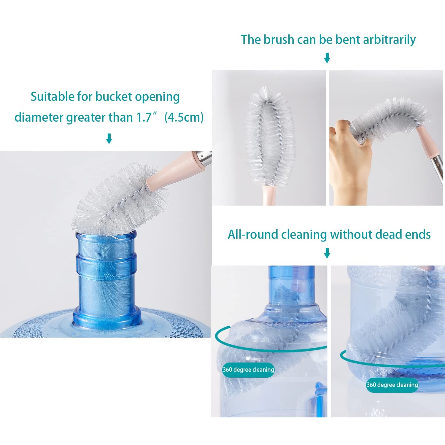 2 Pack 28″ Long Bottle Brush, 3 & 5 Gallon Bottle Cleaner Brush, Nylon Bristl…