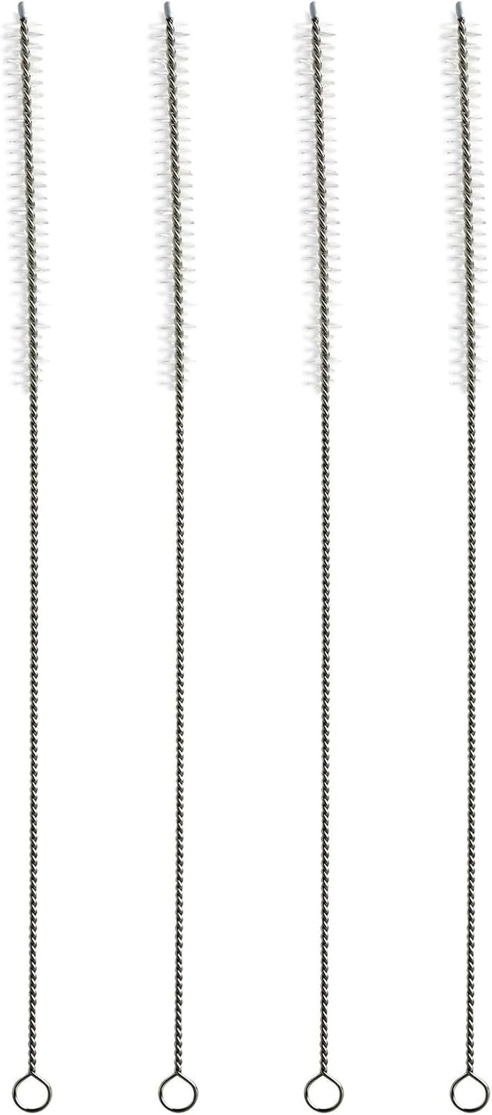 Cepillo Limpia Popote 12 Pulg Acero Inoxidable Flexible 4 Pzas Botellas Tubos