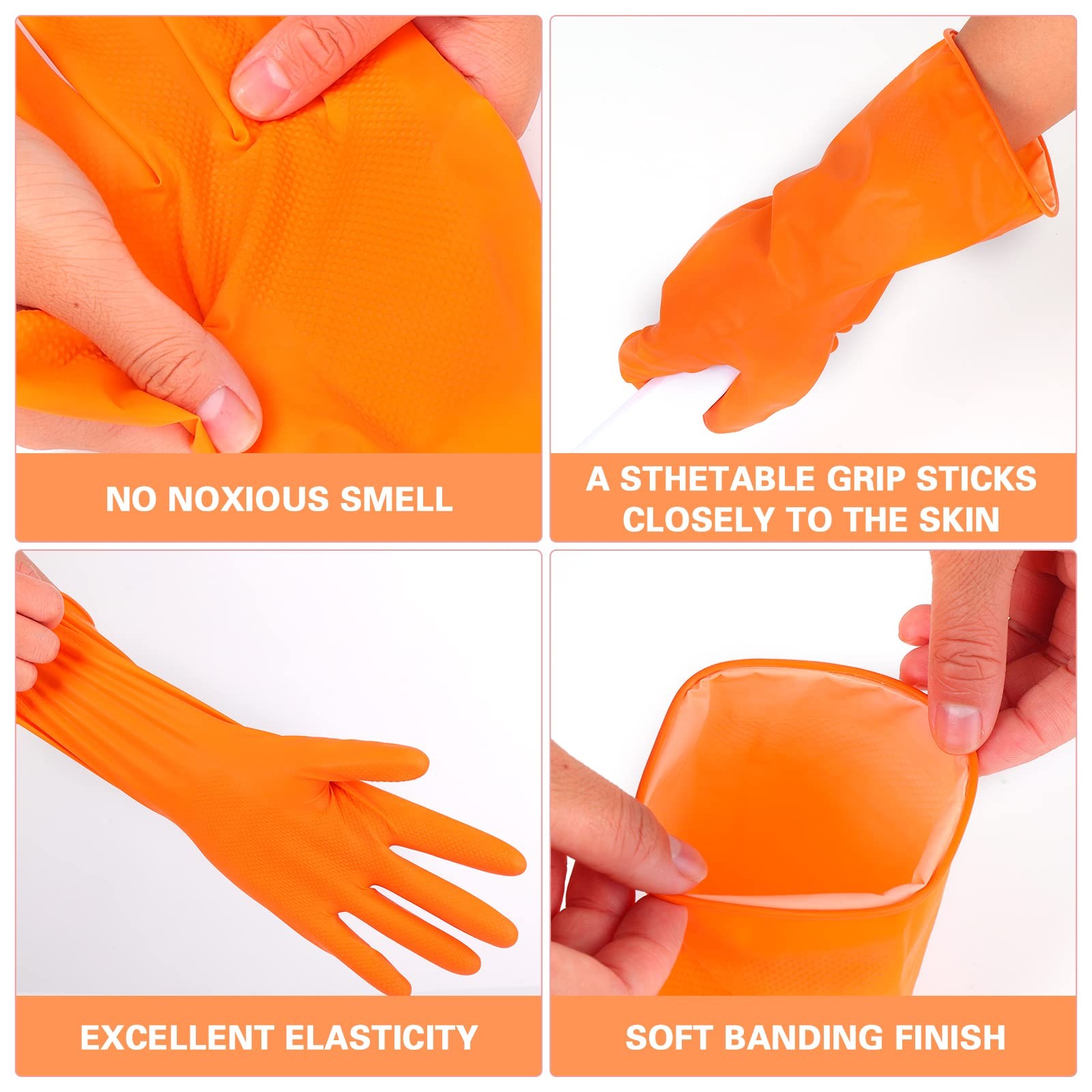 Sibba 1 Pairs Rubber Gloves Dishwashing Medium, Orange Regular Pattern