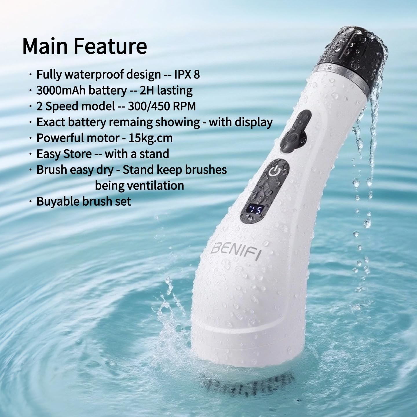 Electric Spin Scrubber Full-Body IPX7 Waterproof Cordless Bathroom Cleaning B…