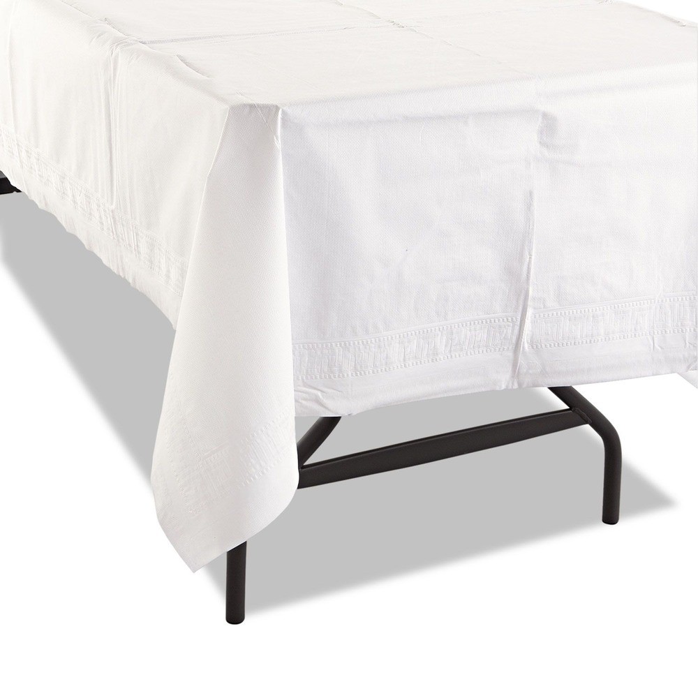 Hoffmaster 210130 Greek Key Embossed 54″ x 108″ Paper Tablecloths -WHT(25/CT)New