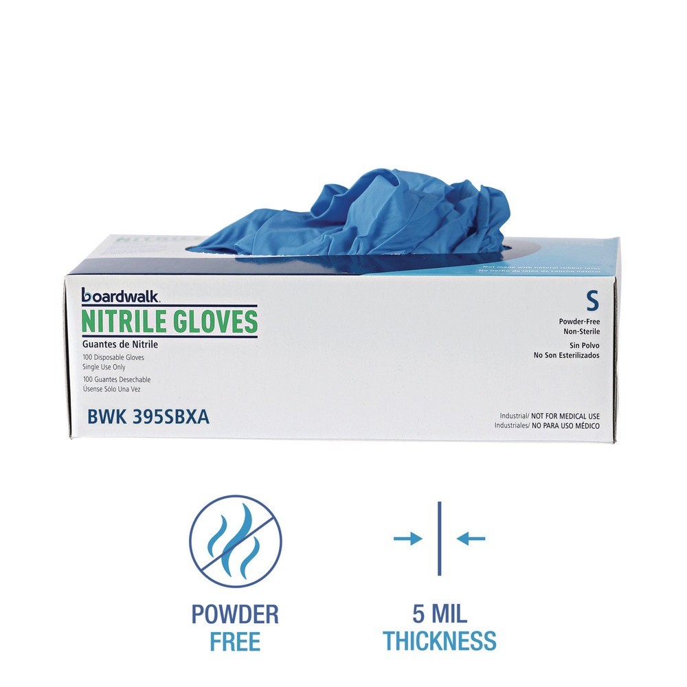 Boardwalk 395SBXA 5 mil Disposable Nitrile Gloves – Small, Blue (100/Box) New