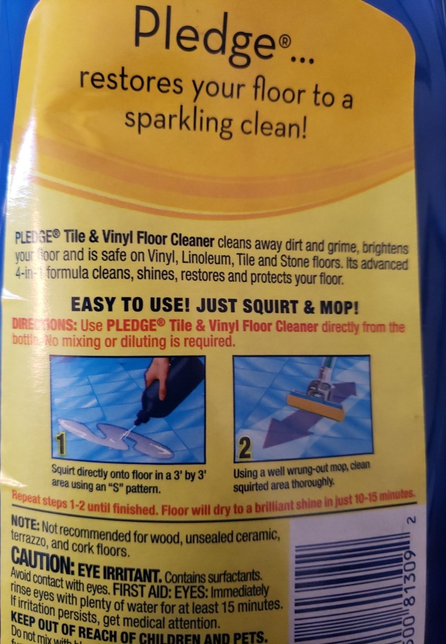 Pledge Floor Care Tile & Vinyl Floor 4 in 1 Squirt & Mop 27oz FULL Fresh Scent