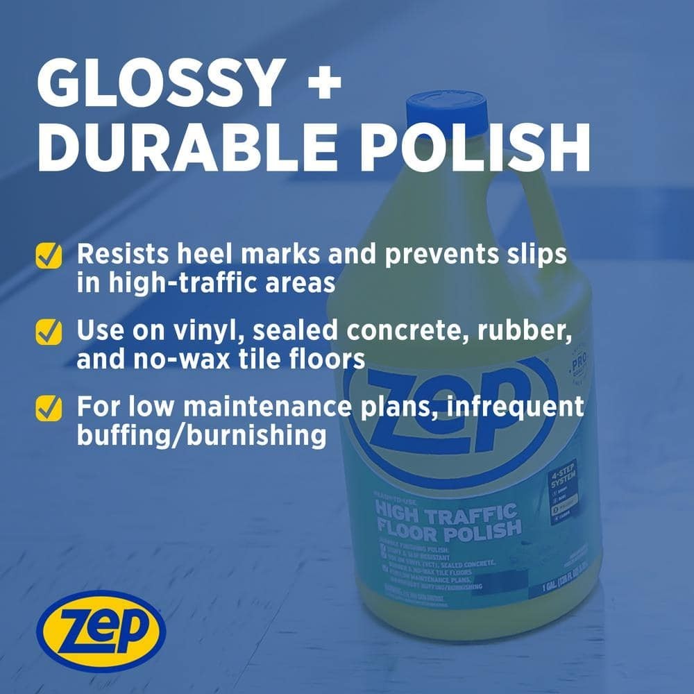 ZEP 1 Gal High Traffic Floor Polish High Gloss Floor Finish for Vinyl Tile