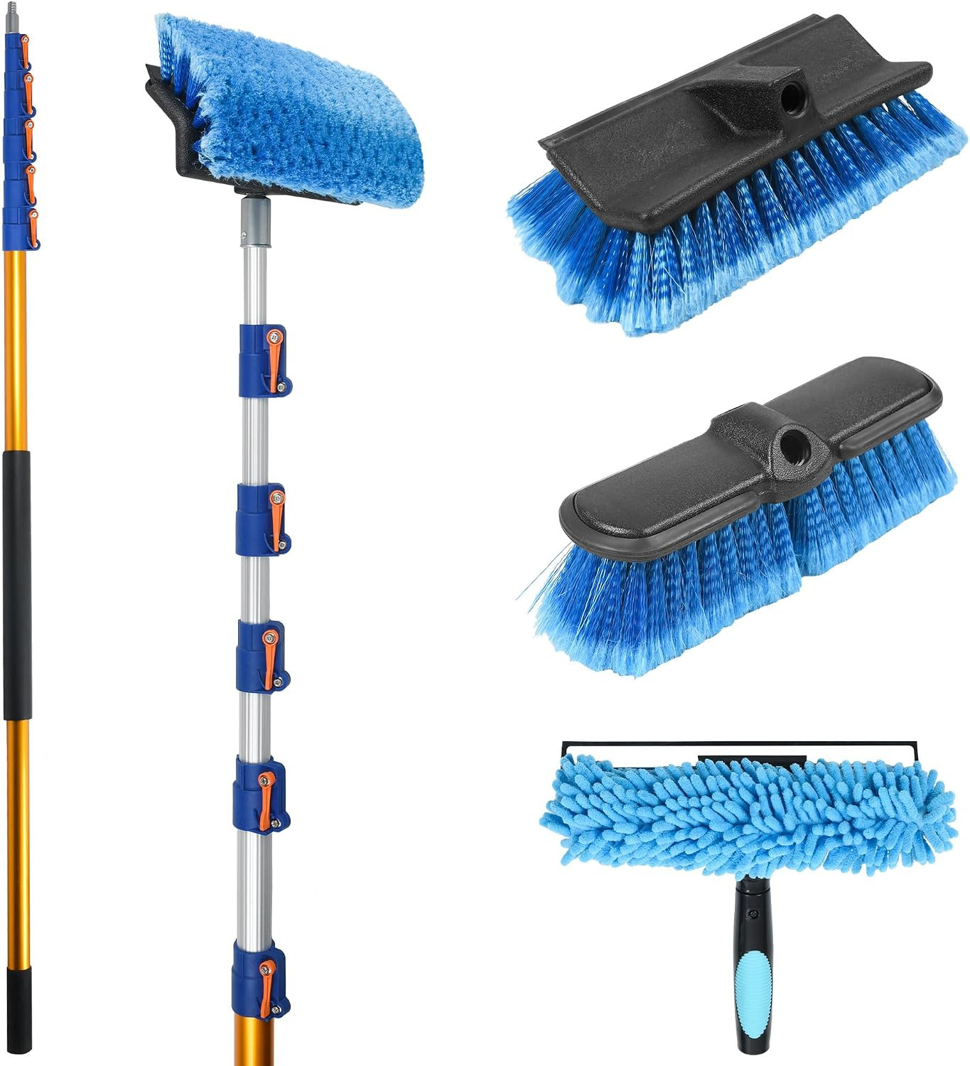 28 FT Exterior House Cleaning Brush Set with 6-21 Foot Telescoping Extension Pol
