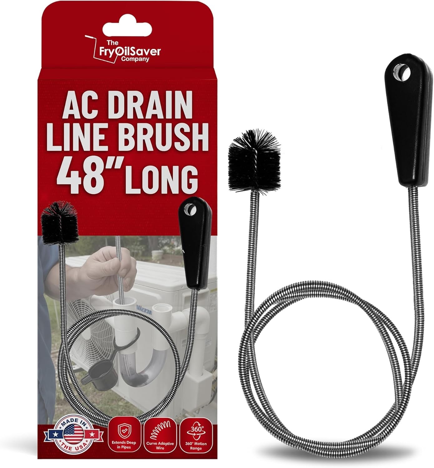 Long Flexible Drain Cleaning Brush – 48 Inch Snake for Hair & Grease Removal