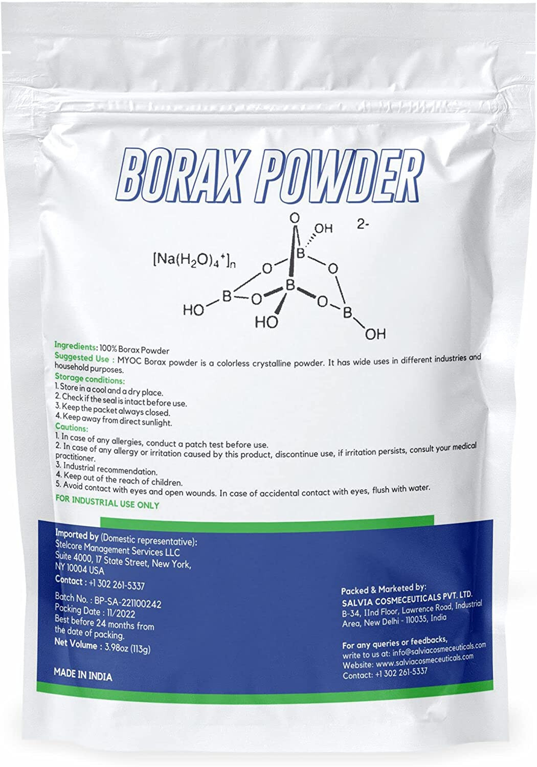 MYOC Bora Powder, Pure Cosmetic Grade Raw Material – [113g/3.98 Oz].,