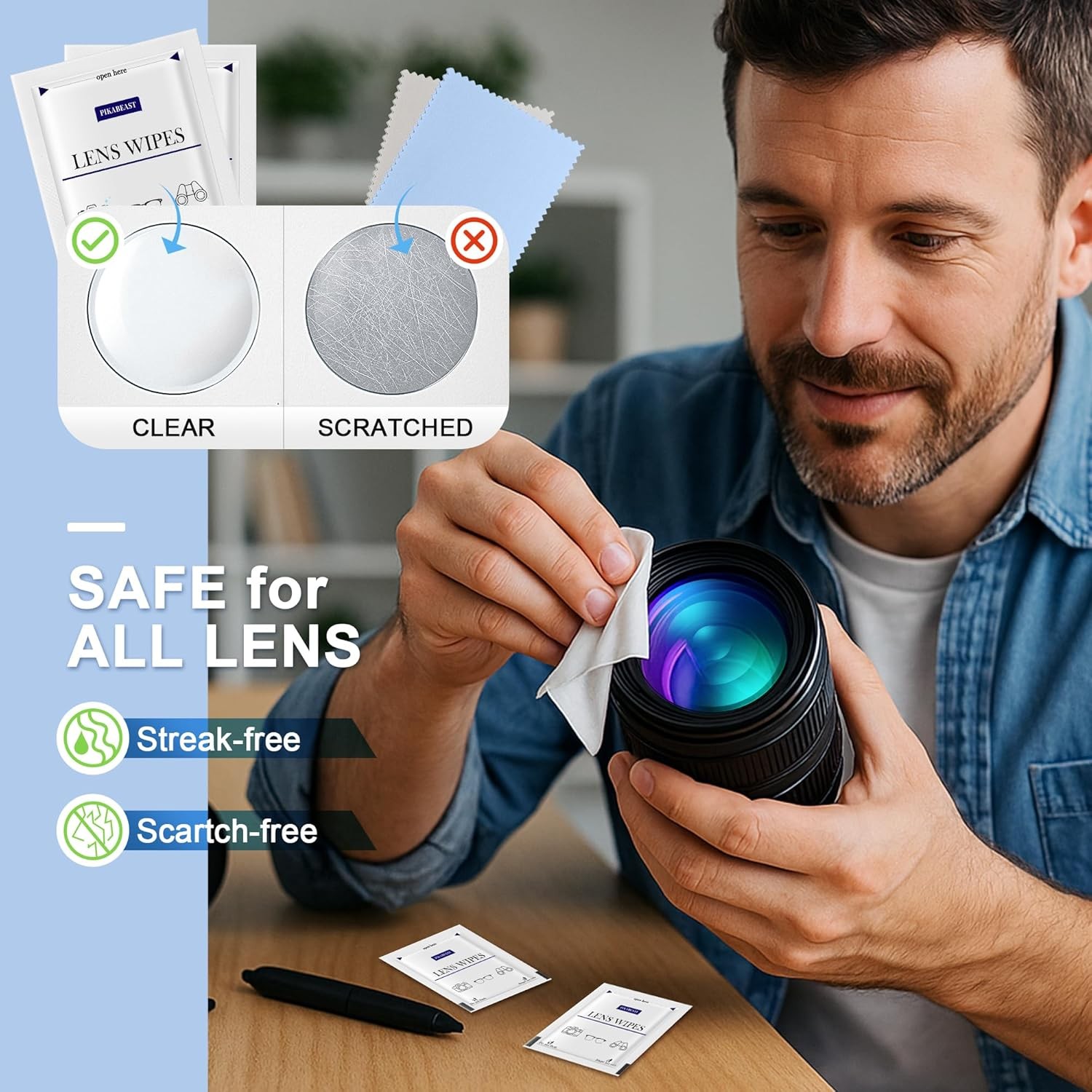 Lens Wipes for Eyeglasses, Eyeglass Cleaner Wipes for Ceras, Sunglasses,